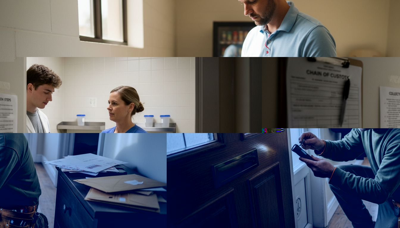 Homeowner inspecting door lock for standards