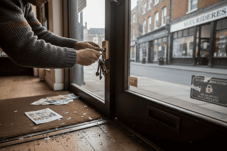 business owner locking with secure shop door lock