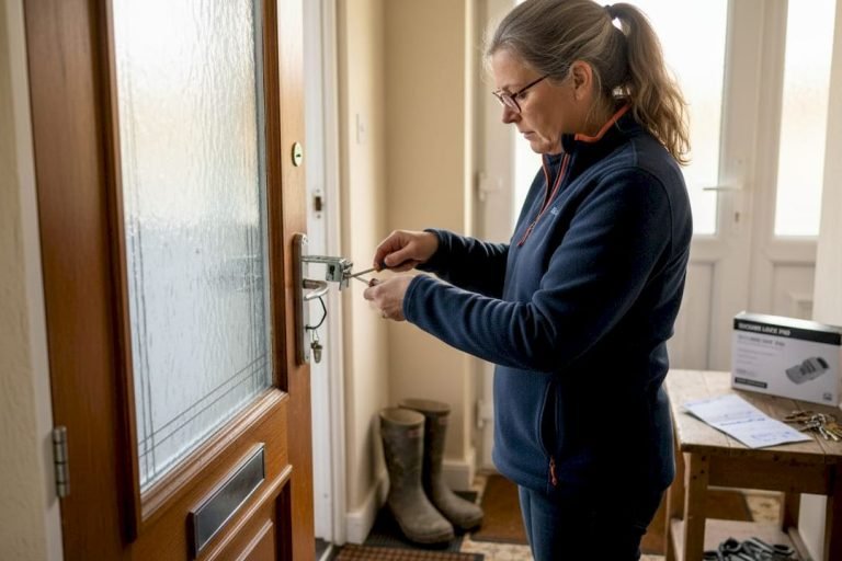 Homeowner reviews new door lock grading